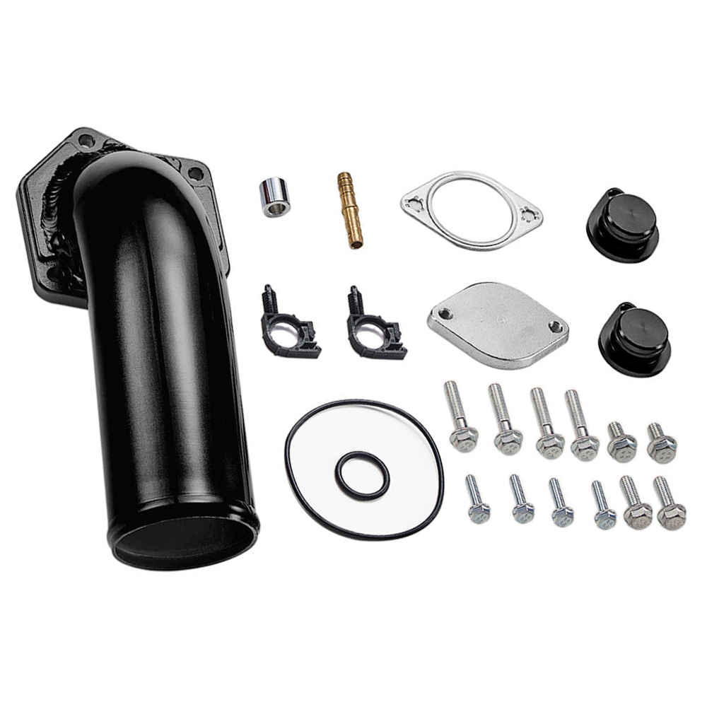 08-10 Ford 6.4L Powerstroke EGR Valve Cooler Delete Kit High Flow Intake Elbow Black