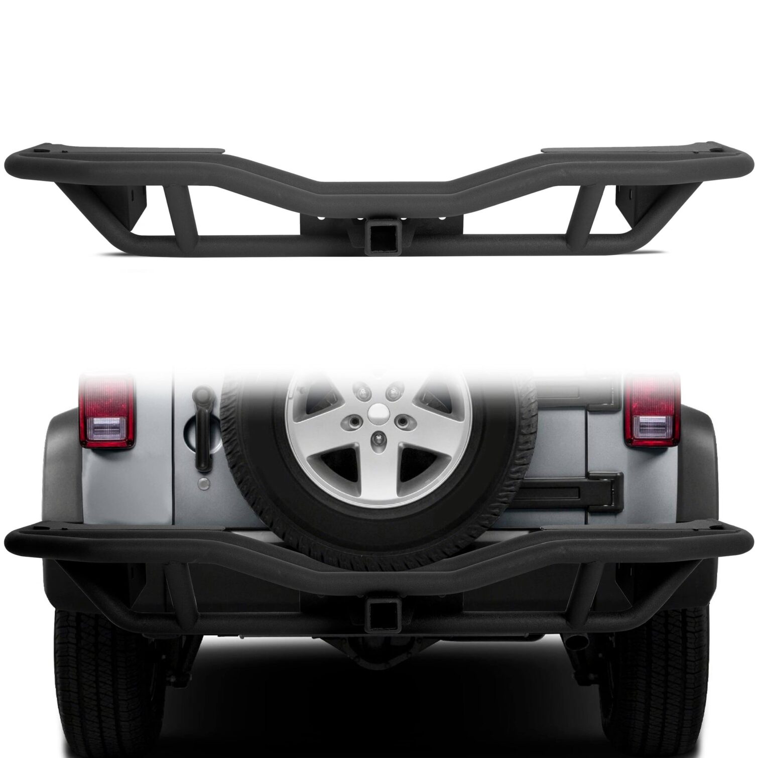 Black Textured Rear Bumper Guard for 2007-2018 Jeep Wrangler JK - Image 6