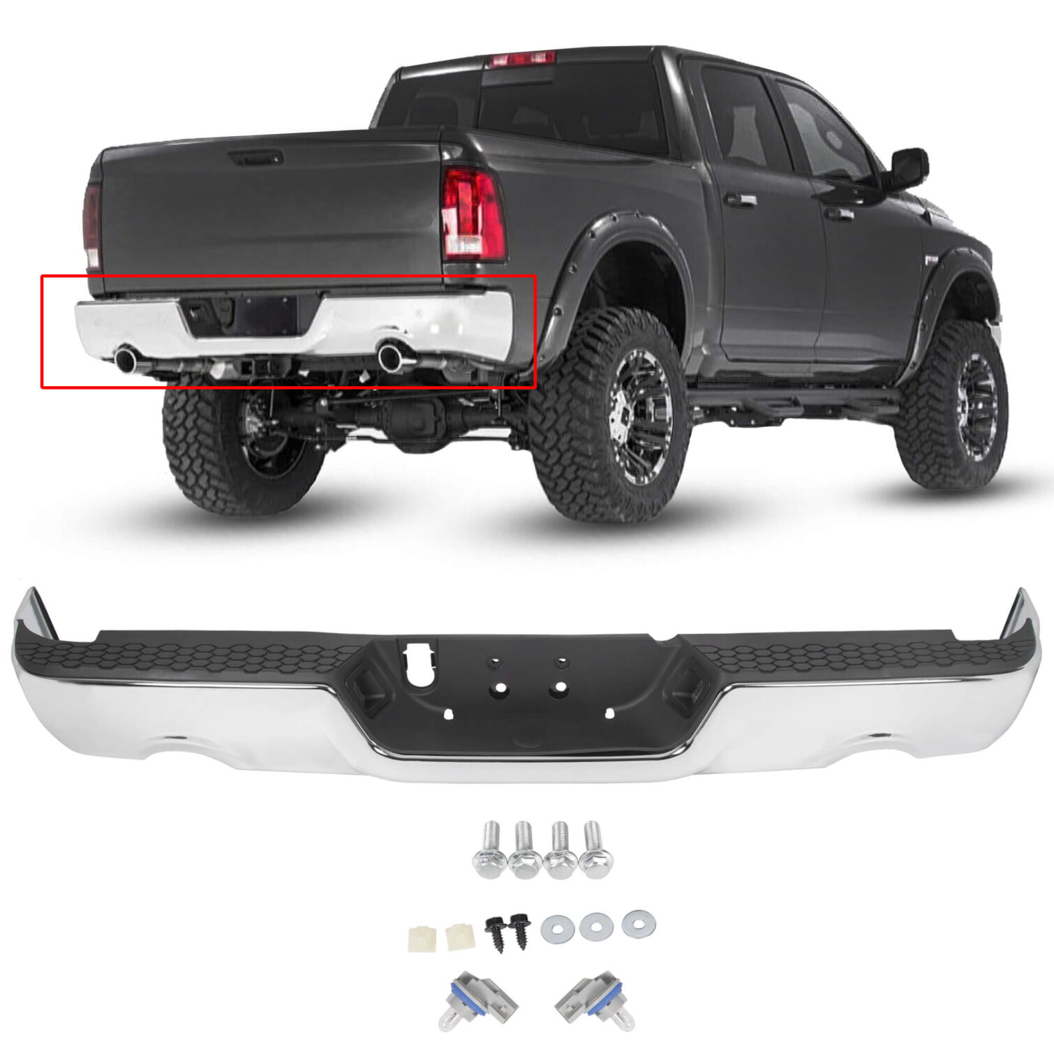 Rear Step Bumper for 2009-2018 Dodge RAM 1500 - Image 6