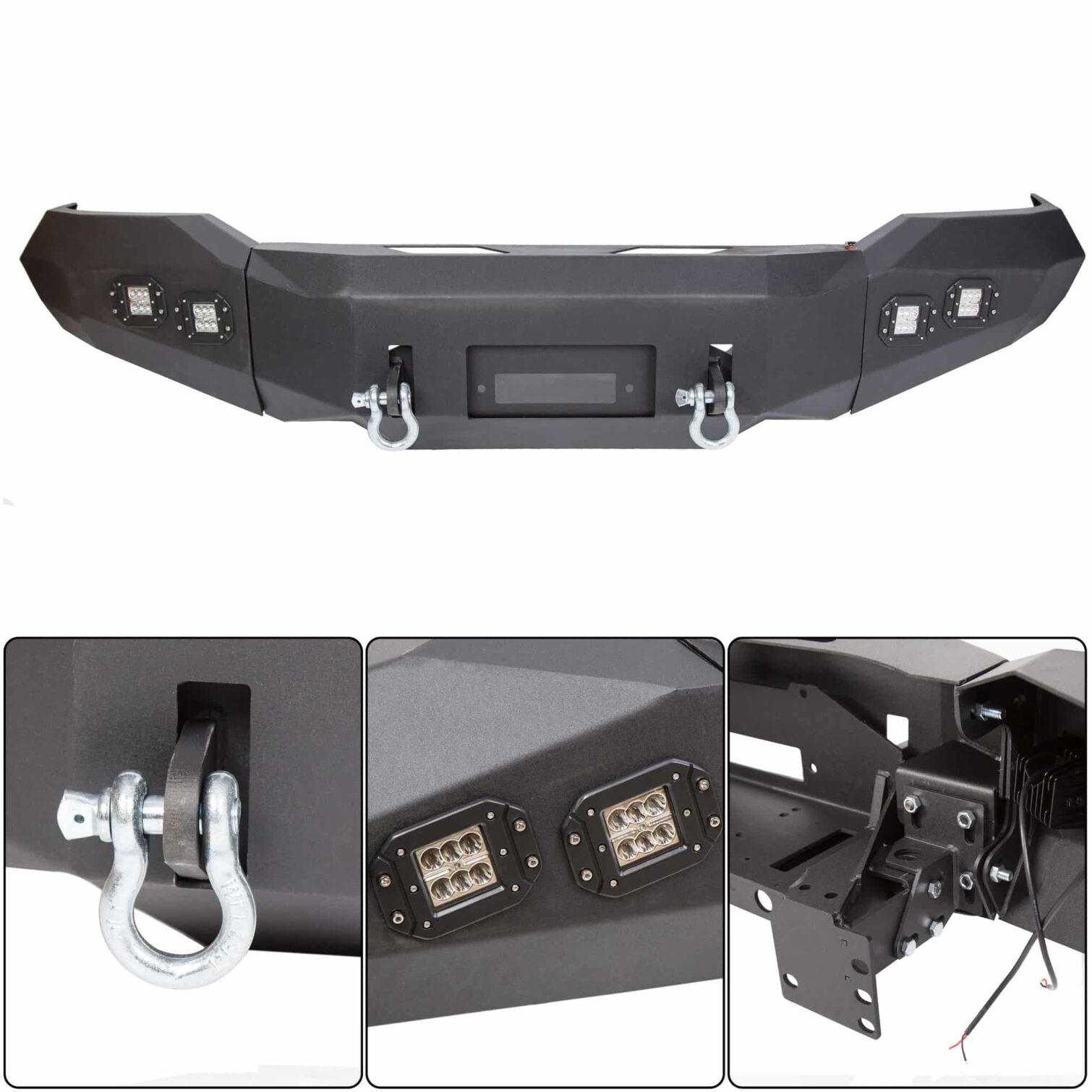 Offroad Front Bumper for 2007-2013 Toyota Tundra Steel Winch Black Powder - Image 3