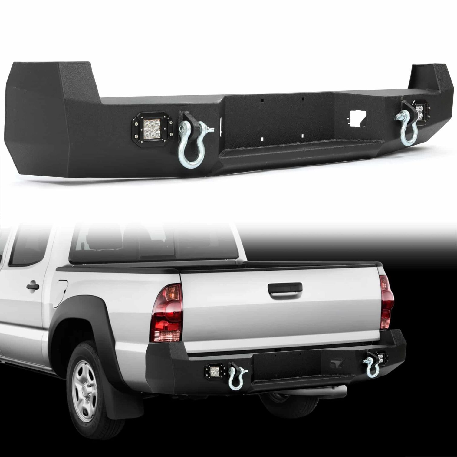 Rear Bumper for 2005-2015 Toyota Tacoma w/LED Light+D Ring - Image 2