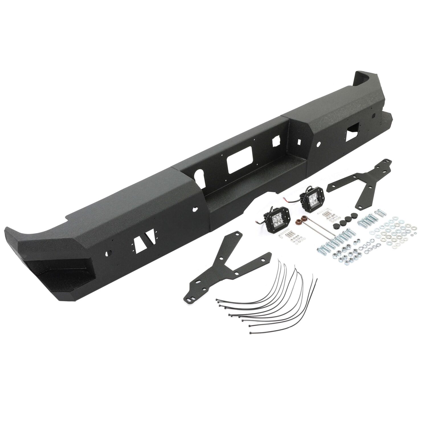 Off-Road Rear Bumper Heavy-duty Steel Compatible with 2014-2019 Chevy Silverado GMC Sierra 1500 2500 HD 3500 HD with 2 LED - Image 8