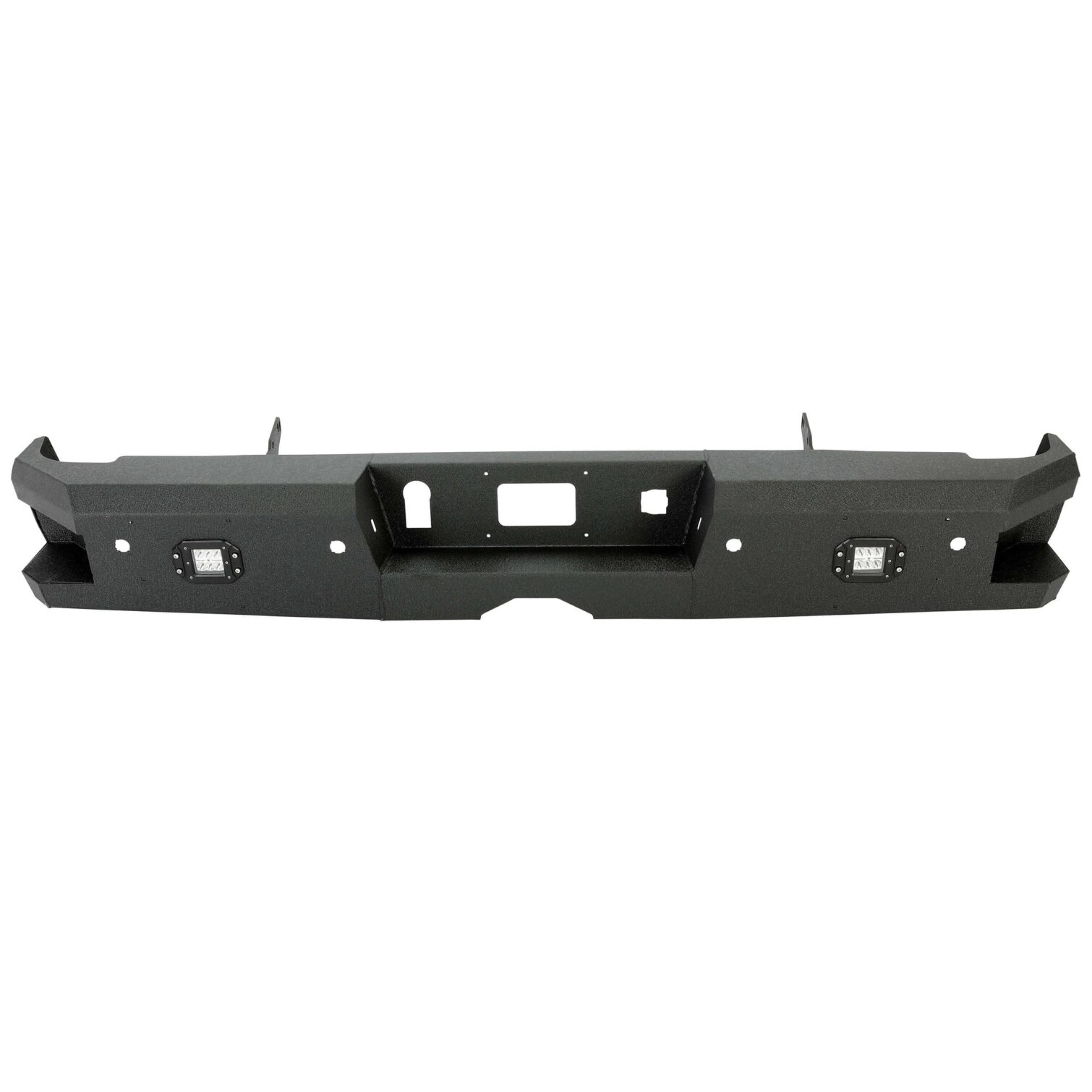 Off-Road Rear Bumper Heavy-duty Steel Compatible with 2014-2019 Chevy Silverado GMC Sierra 1500 2500 HD 3500 HD with 2 LED