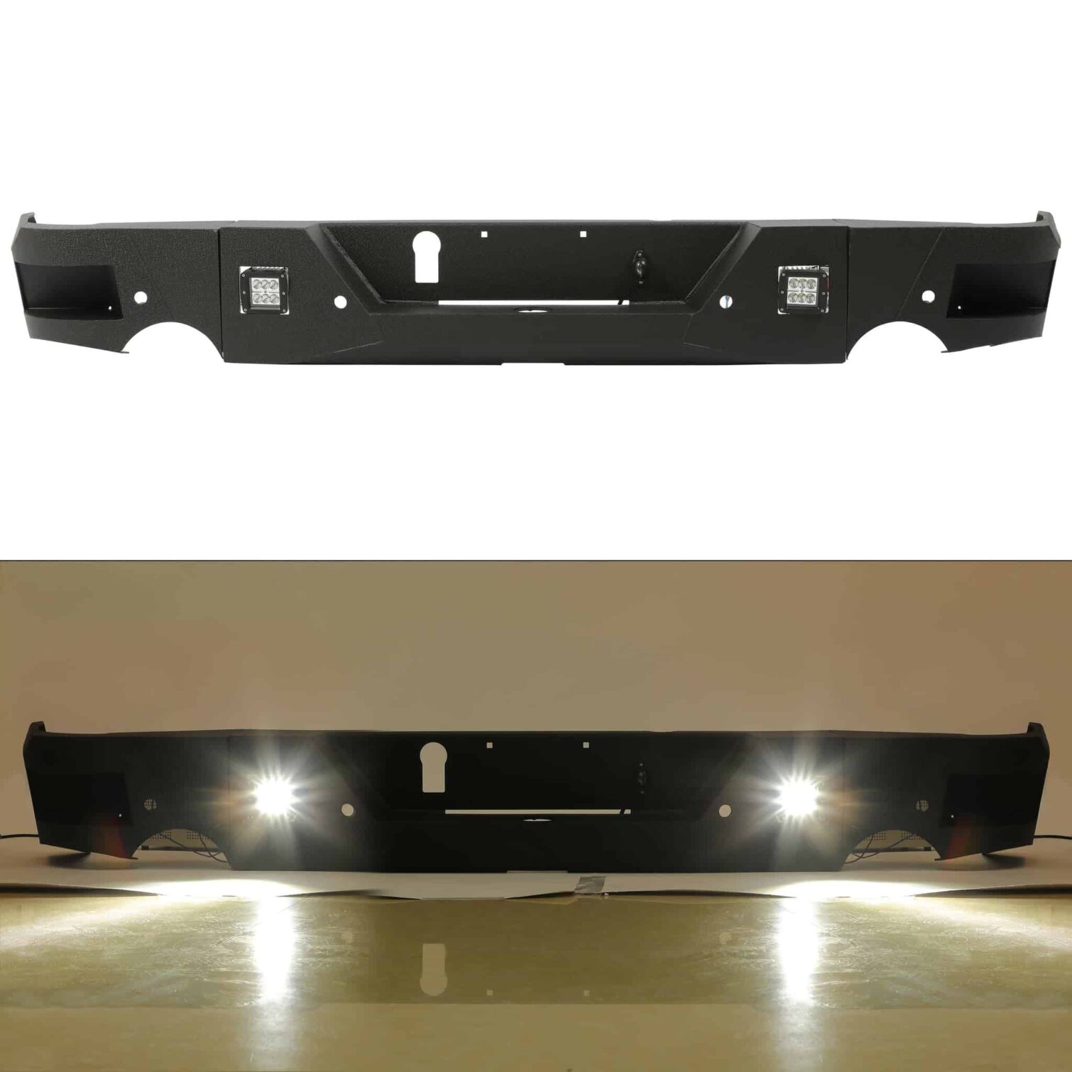 Truck Black Steel Rear Bumper for 2009-2018 Dodge Ram 1500 Face Bar Guard Step - Image 3
