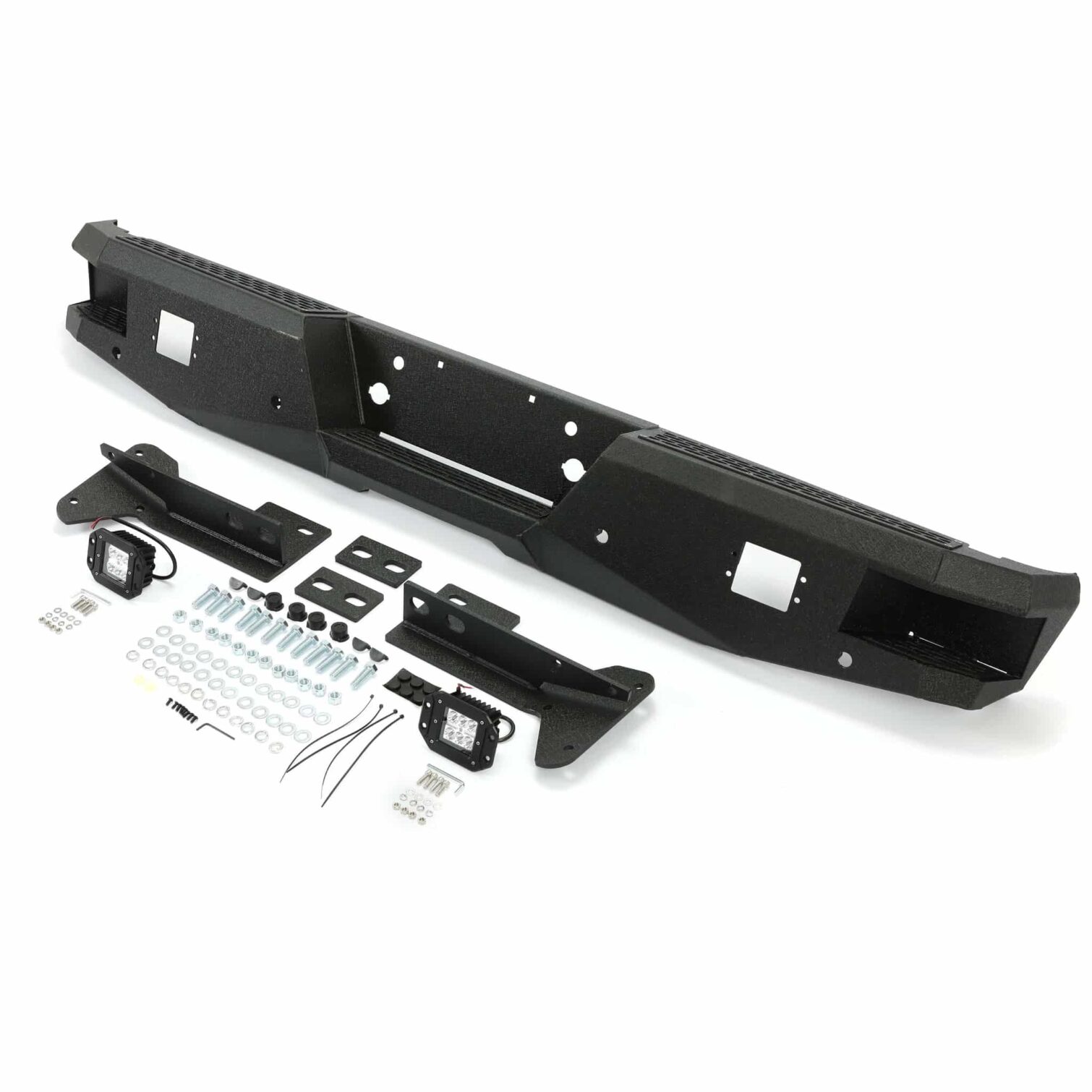 Off-road Rear Bumper Compatible with 1999-2016 Ford Super Duty F250 F350 with 2 LED Lights Powder coated Steel - Image 9