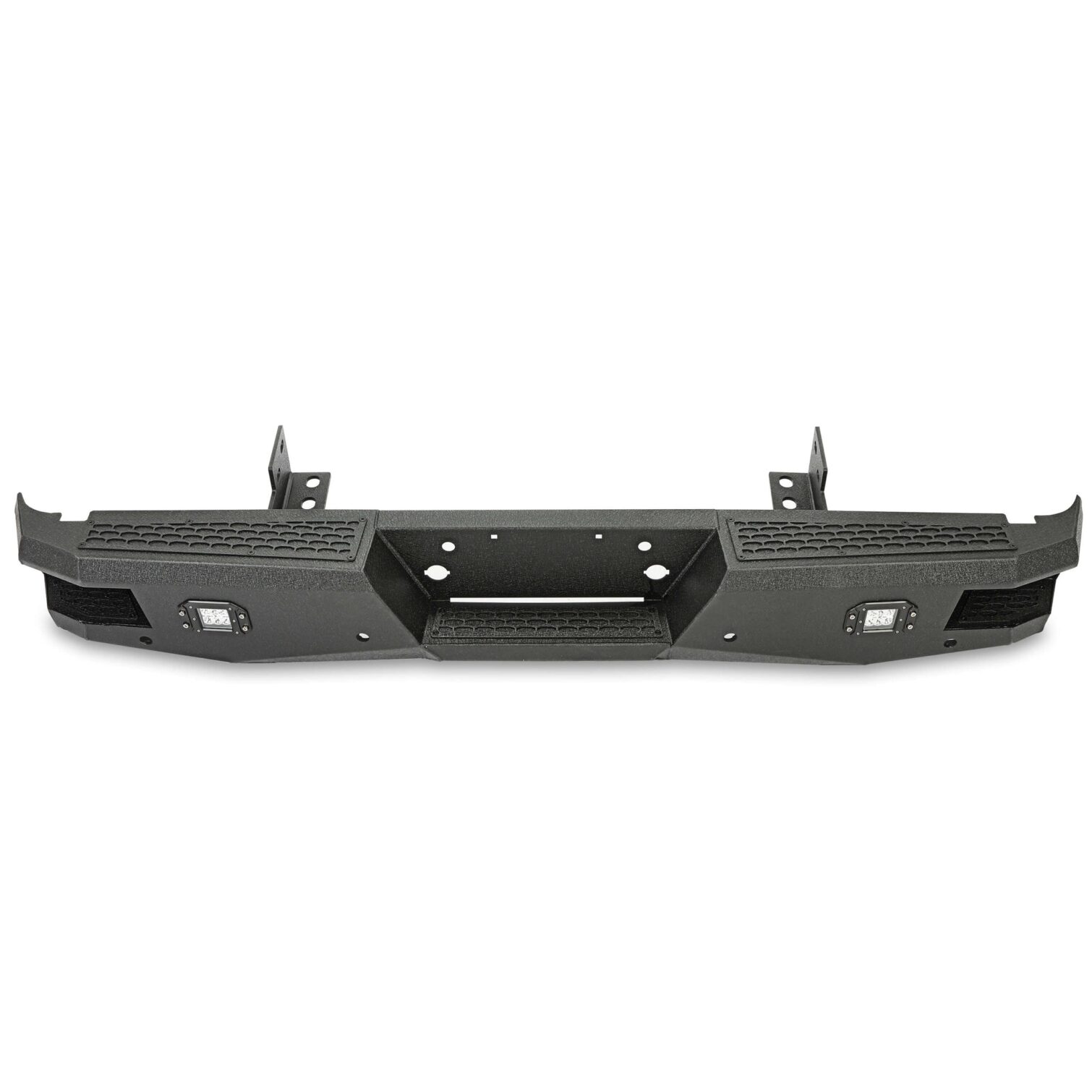 Off-road Rear Bumper Compatible with 1999-2016 Ford Super Duty F250 F350 with 2 LED Lights Powder coated Steel