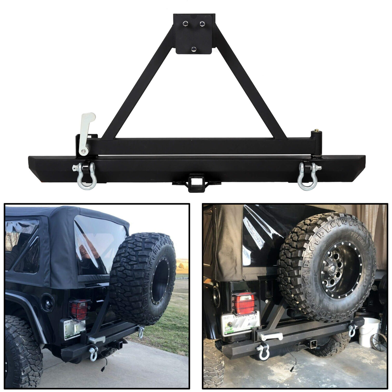 Rear Bumper for 1987-2006 Jeep Wrangler TJ YJ with Tire Carrier - Image 2