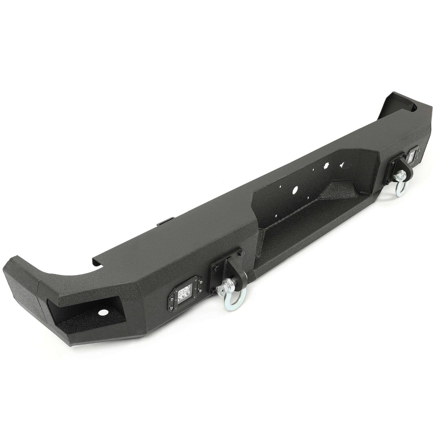 Rear Bumper Black Steel compatible with 2009-2014 Ford F150 Fits Models without Rear Sensors - Image 3