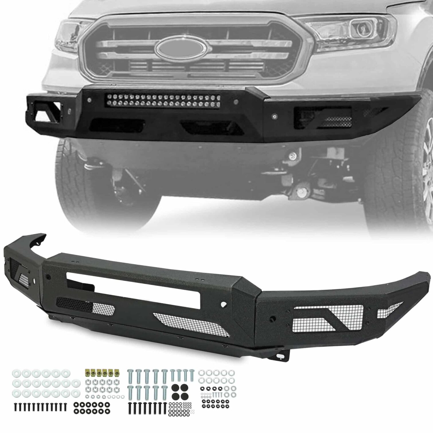 Powder Coated Steel Front Bumper For 2019-2021 Ford Ranger - Image 2