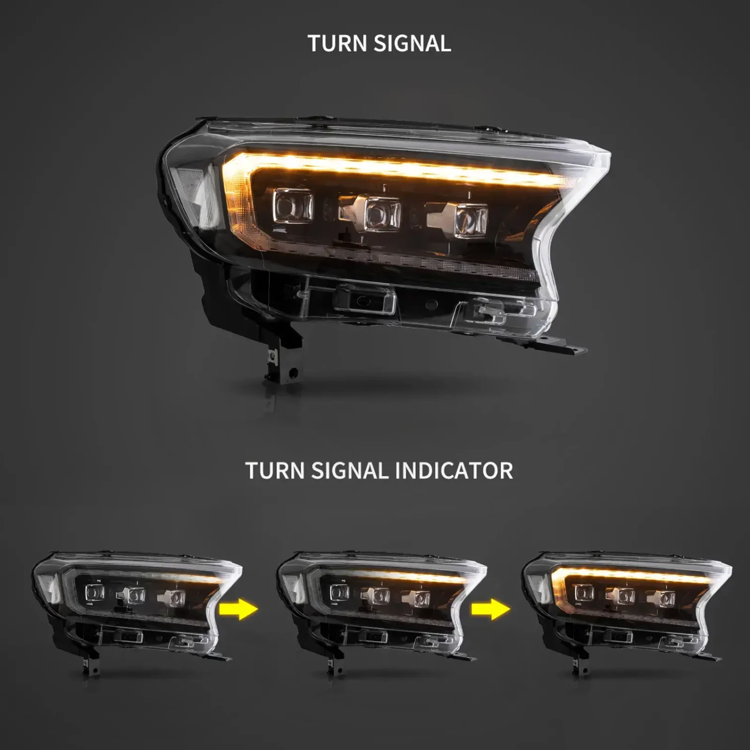 15-21 Ford Ranger [International Types] Facelift LED Matrix Projector HeadLights Black - Image 7
