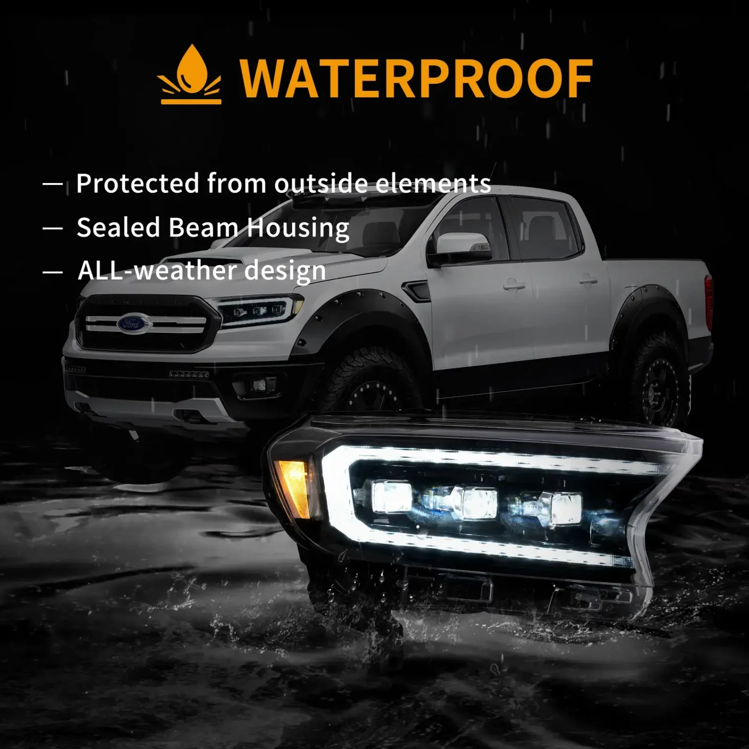 15-21 Ford Ranger [International Types] Facelift LED Matrix Projector HeadLights Black - Image 10