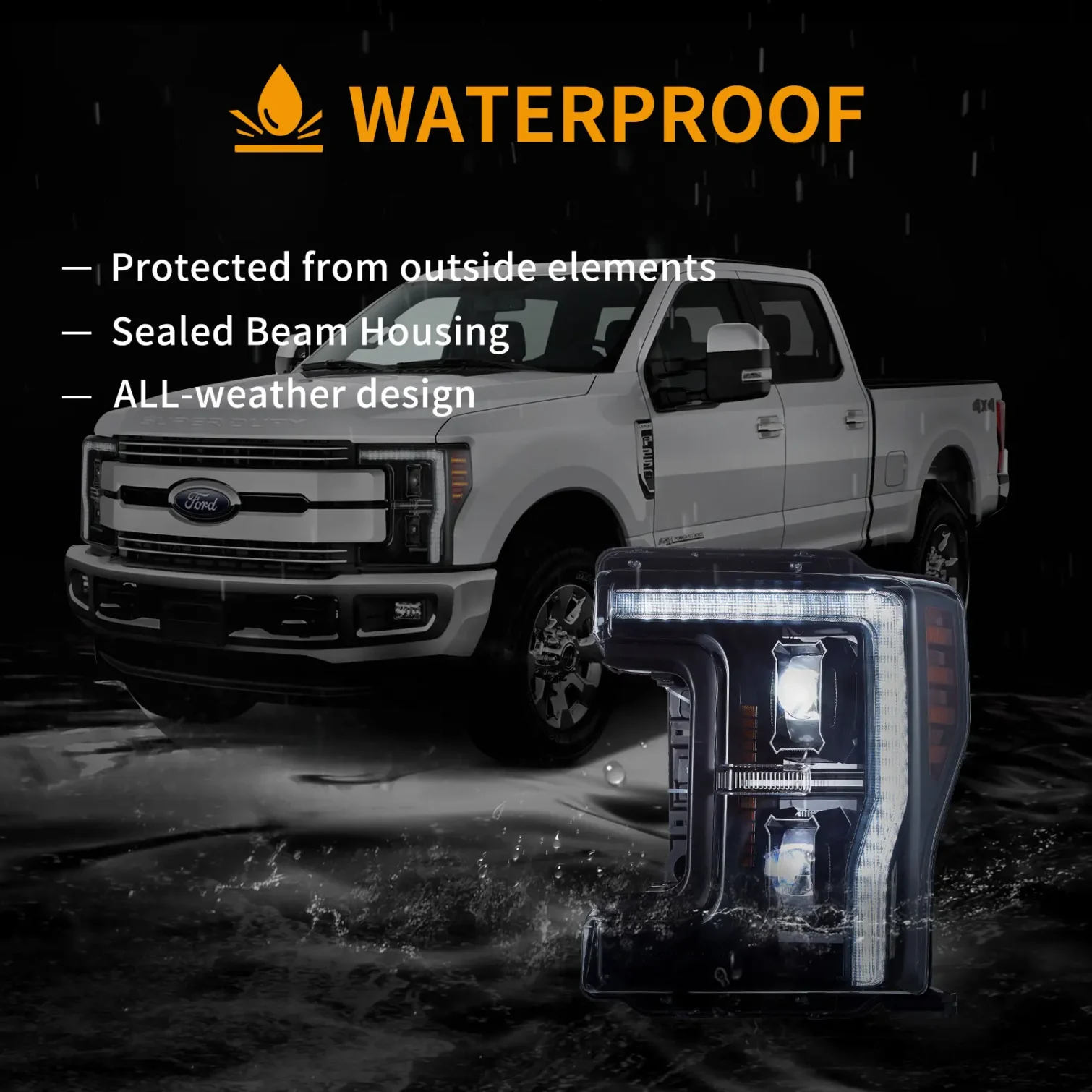 17-19 Ford F250 350 450 F550 Super Duty LED Projector Upgrade Headlights - Image 8